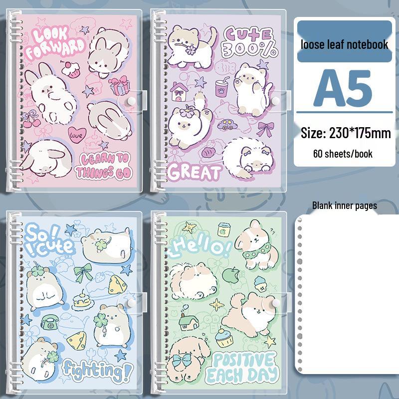 Weiches Süßes PVC-Leder Notizbuch mit losen Blättern, 16K, Hohe Haltbarkeit für Schüler