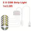 USB COB LED Cabinet Light, Touch Dimmable Strip, 5V IP65 1m for Kitchen, Wardrobe, Showcase