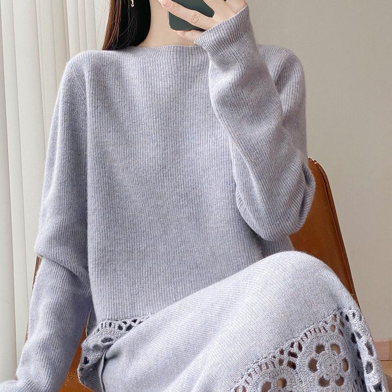 Women's 100% Wool Mock Neck Knit Pullover