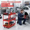 Three Tier Tool Cart 3-Tier Rolling Cart, Metal Heavy Duty Utility with Side Hooks, Mobile Organizer 4 Wheels, Handle, 330lbs Load Capacity