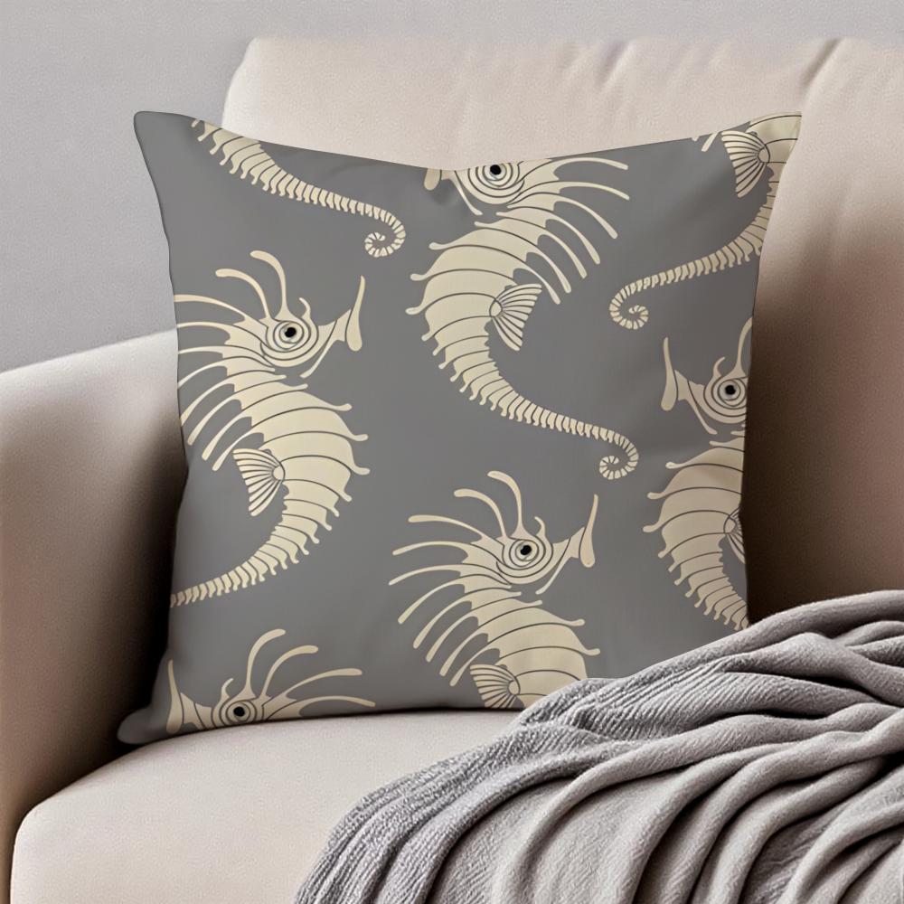 Casual Marine Organism Cushion Cover Pillowcase Antidustmite Invisible Zipper Short Plush Sofa Cushion