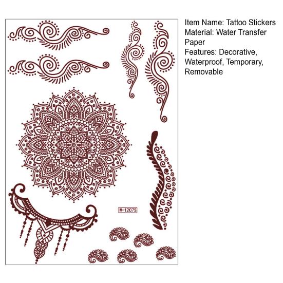 Nostalgie Red Henna Tattoo Kit, Waterproof Tattoos Stickers, Temporary Stickers for Women Wedding Party Festival Decorations