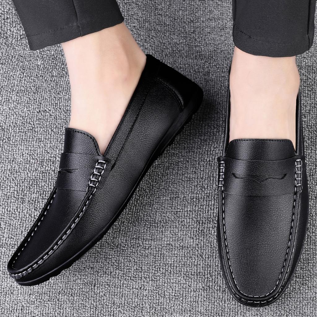 Men's Leather Shoes Driving Flat Casual Shoes Trendy Fashion Outdoor Lazy Loafers Men's Shoes