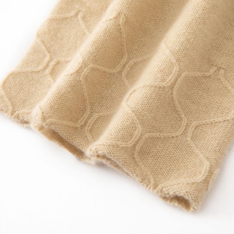 Damen 100% Reiner Kaschmir Beanie Mütze Geometrisches Strickmuster Winter Warm Weich Slouchy Skullies Mütze Kaltwetter-Accessoire