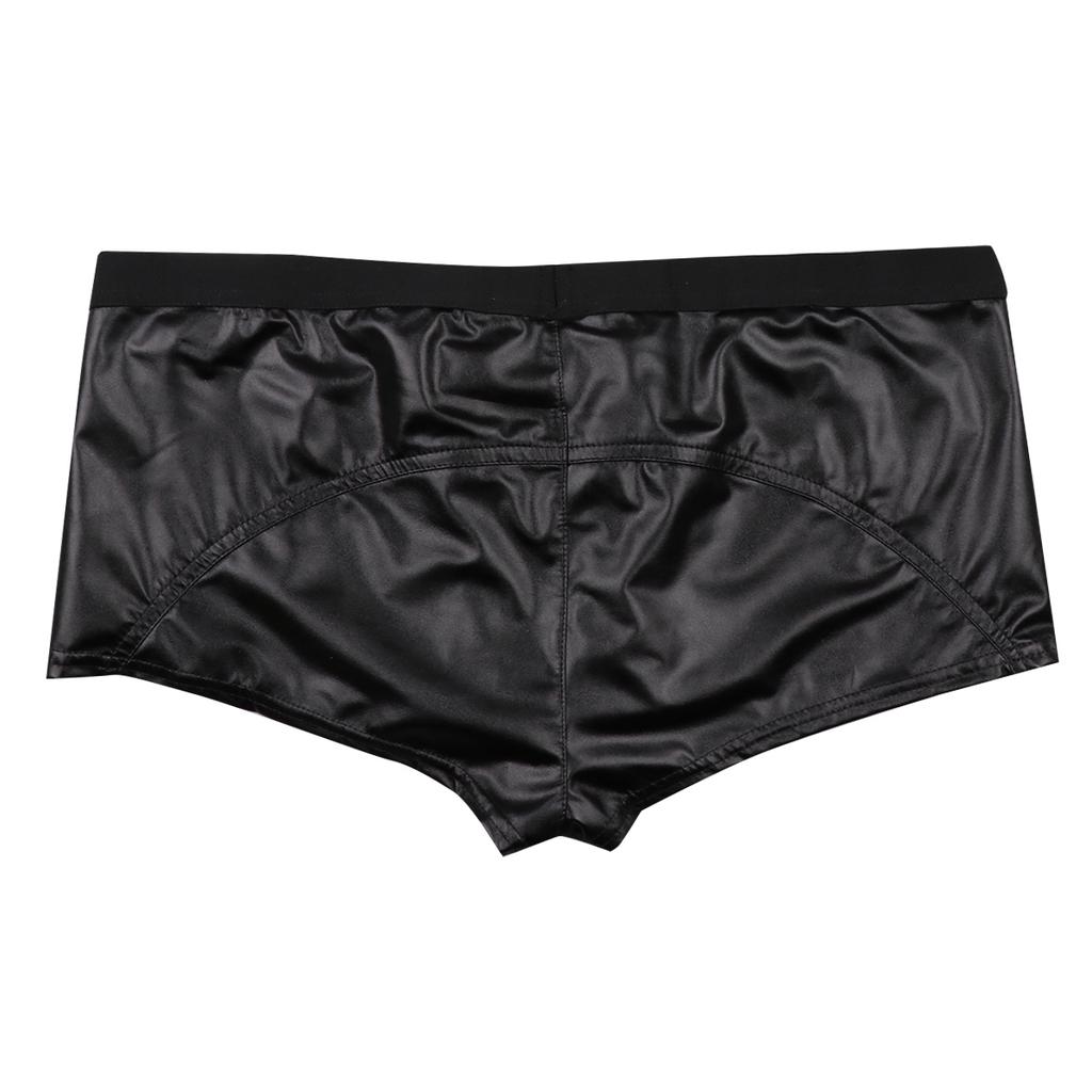 Men Brief Jock Strap Faux Leather Boxer Shorts Underwear Underpants