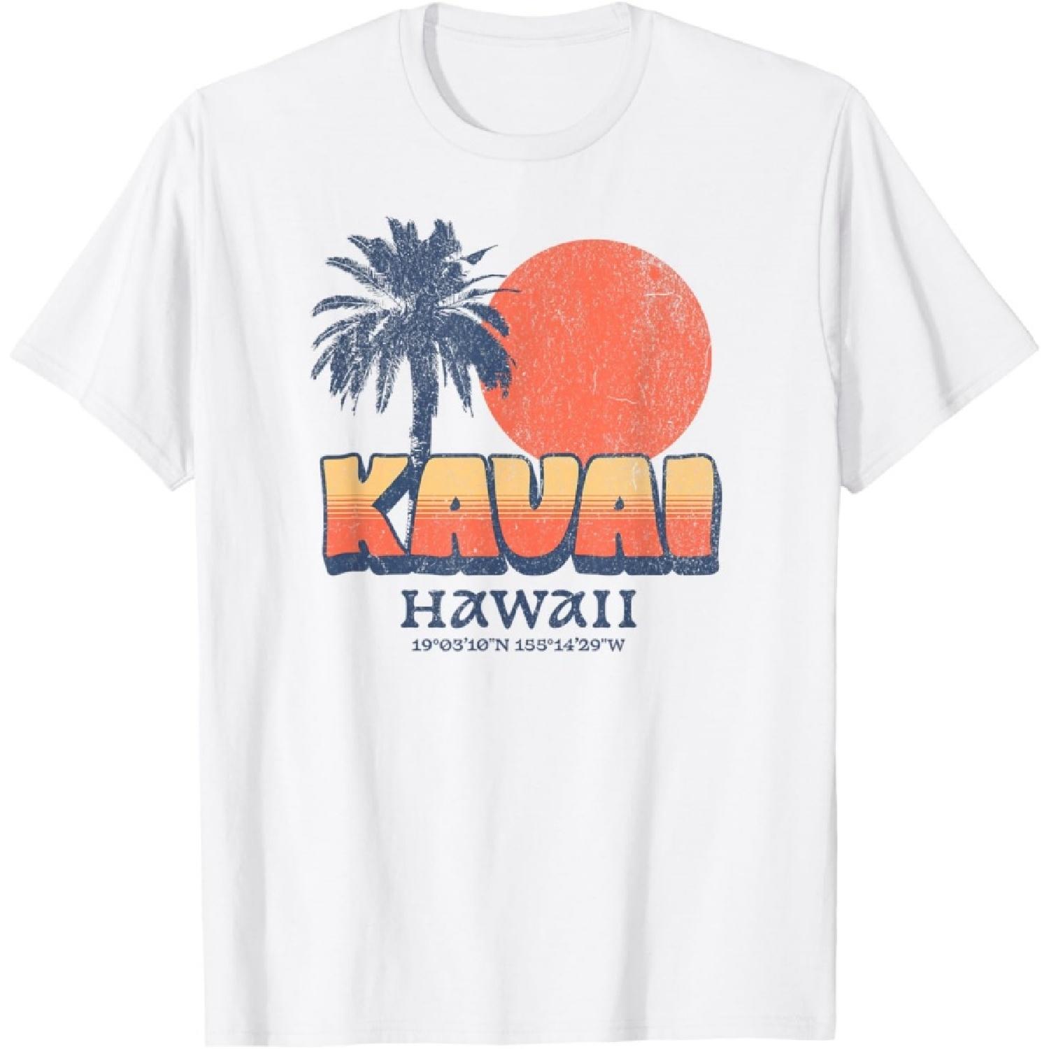 Кауаи Гавайи Ретро Закат Пальма Милая Гавайский Пляж Футболка S