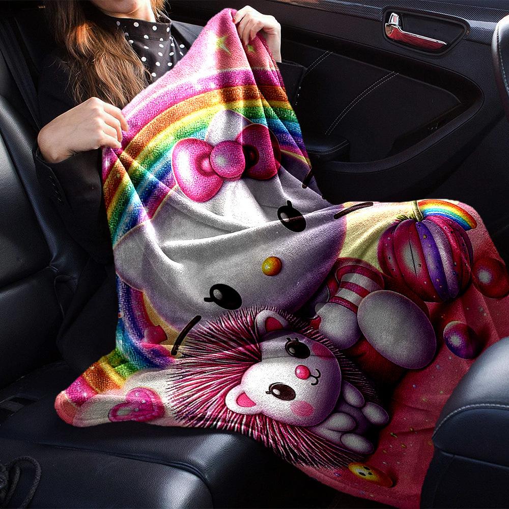 1 Stück Hello Kitty Igel Decke Leichte Flanell Überwurfdecke für Sofa Bett Reise Camping Wohnzimmer Büro Couch Stuhl