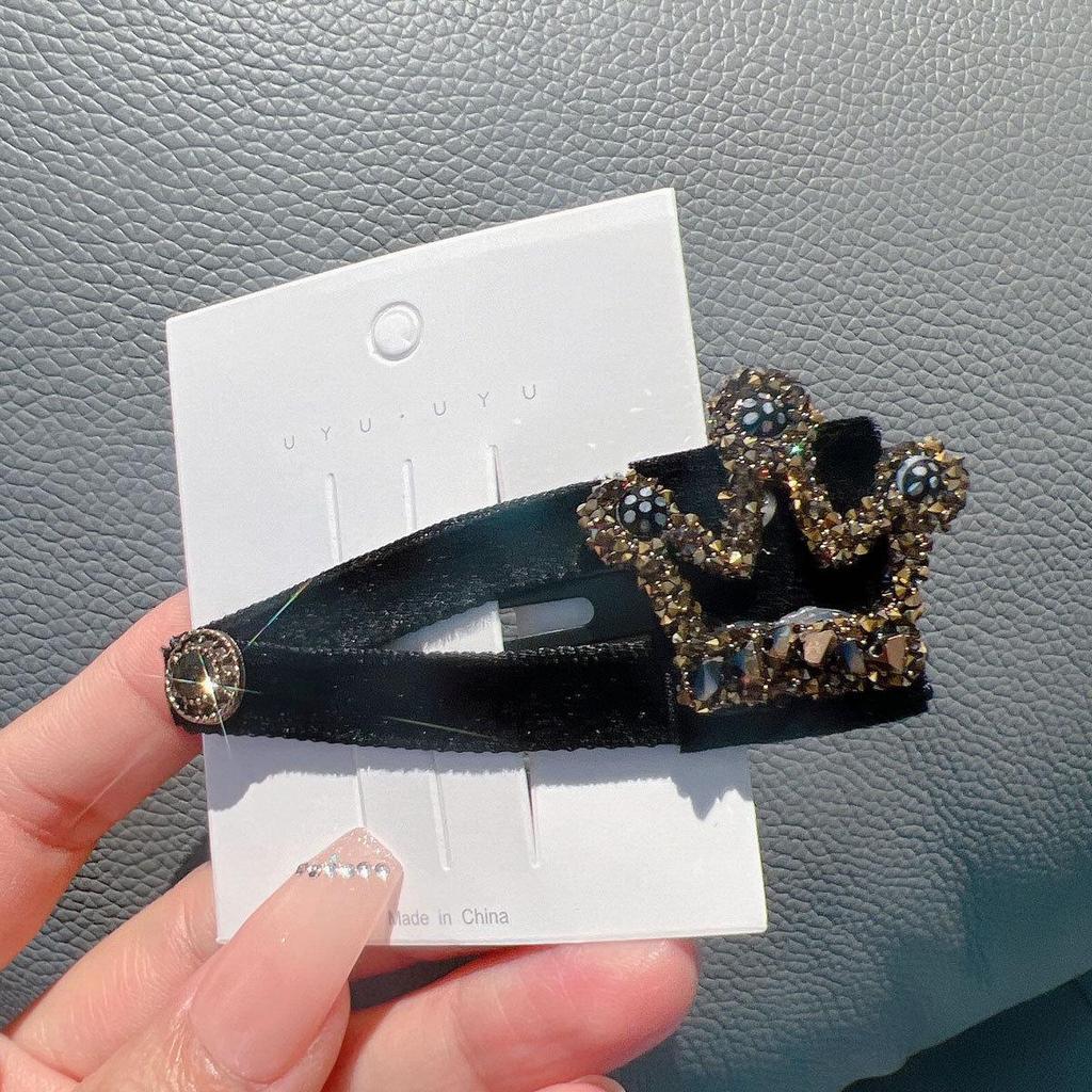 Velvet Exquisite Bangs Hairpin Side Clip - Dongdaemun Style