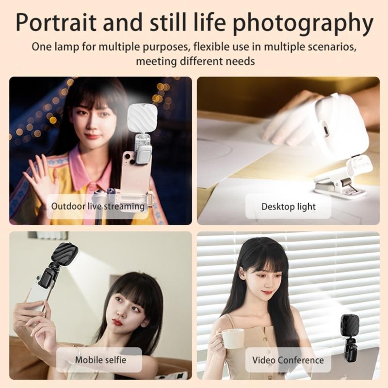 9 Gear Brightness Phone Light with Clip 2500-6000K Selfie Light Rotating Clip on Fill Light for Photography Portable