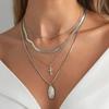 SHIXIN 4Pcs/Set Minimalist Cross Jesus Pendant Metal Necklace Gold Color Multi-layer Adjustable Choker Chain Women Jewelry Gift