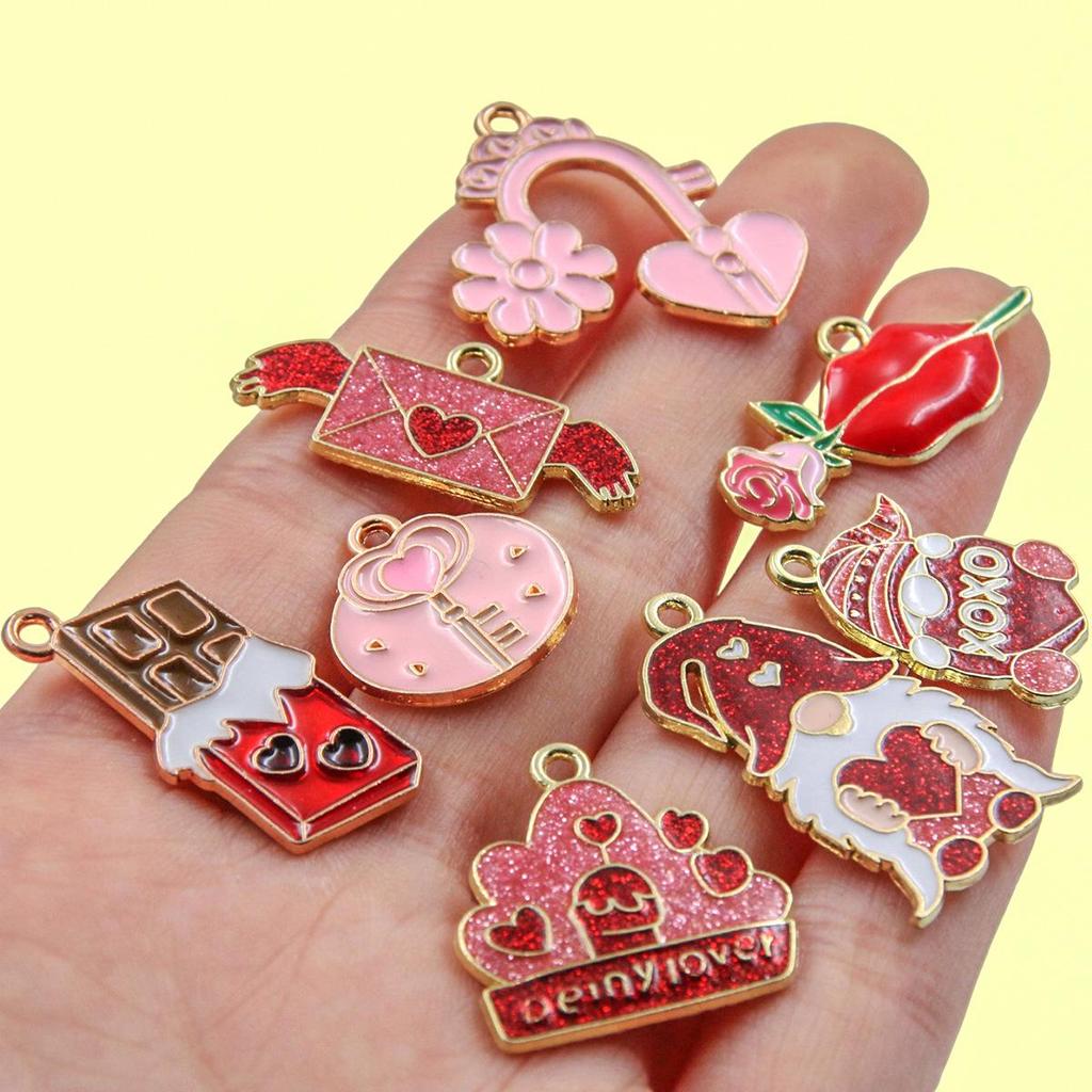 16 Styles KC Gold Drop Oil Fresh Flower Valentine's Day Pendant Charms - Premium and Creative Ornaments