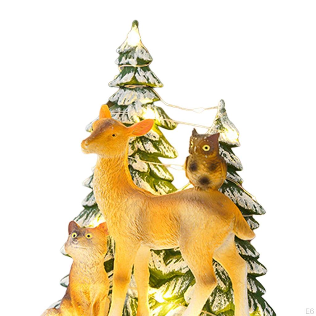 Christmas Illuminated Miniature Musical Ornament Resin Figurine Xmas Displays for Wedding, Home or