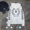 8081 CHROME HEARTS 2025 Nová jarná a jesenná nadrozmerná tenká mikina s kapucňou s logom v klasickom štýle pre páry