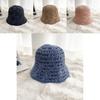 Fashionable Round Top Short Brim Knit Hat For Women Sun Protection Breathable Pink Black Khaki Blue Rose Beige