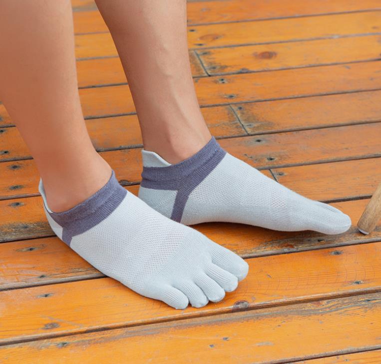 Niewidoczne Skarpetki Sportowe Palce Bawełna Siateczka Oddychające Gładkie Proste Pochłaniające Pot Fitness Rower Bieg Wędrówki Podróże Skarpetki do Kostki z 5 Palcami