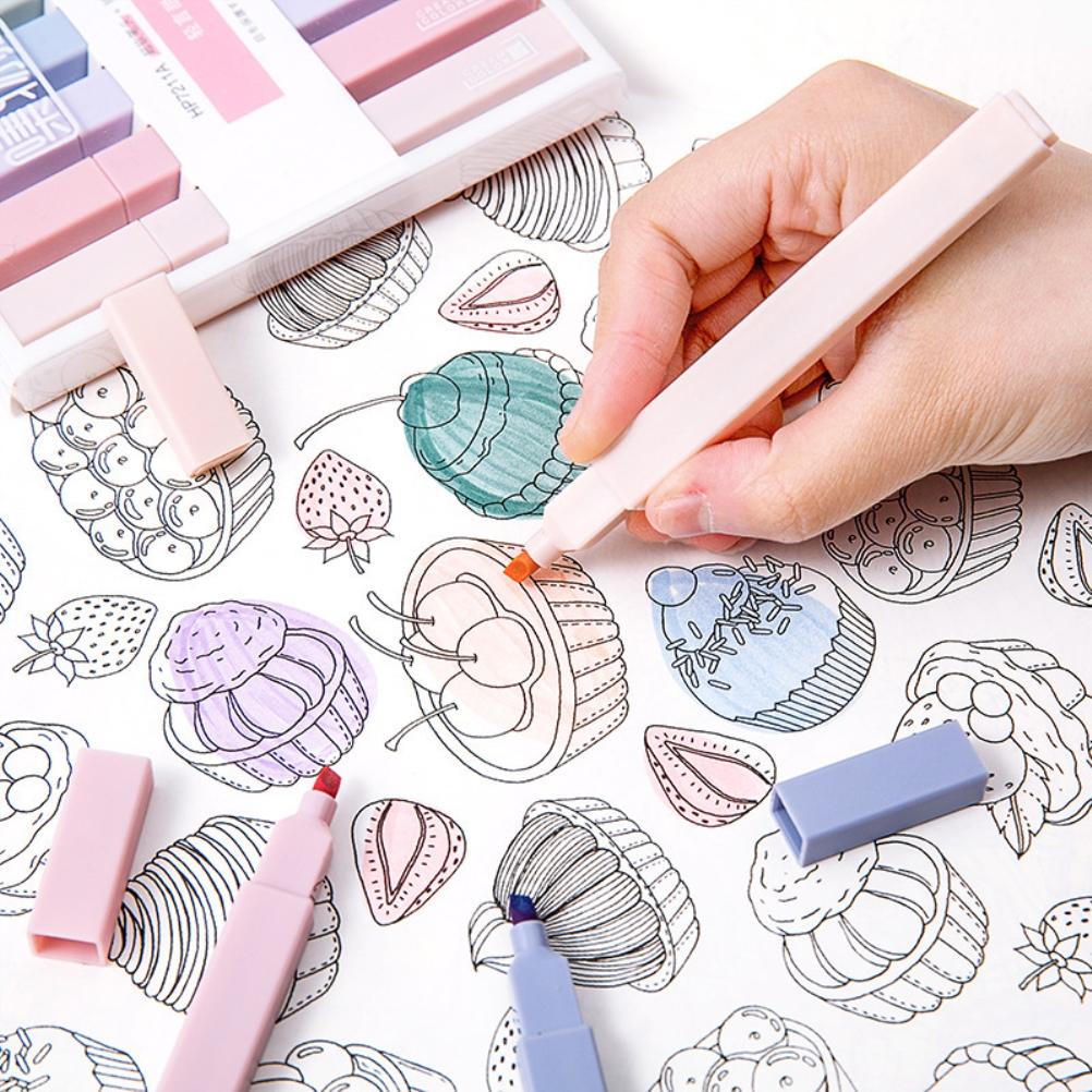 6 Pezzi 6 Colori Evidenziatori Pastel con Punta Morbida Evidenziatori per Studenti Adolescenti Bambini