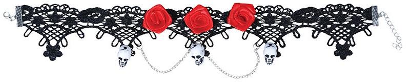 Skull and Roses Halloween Party Choker Necklace