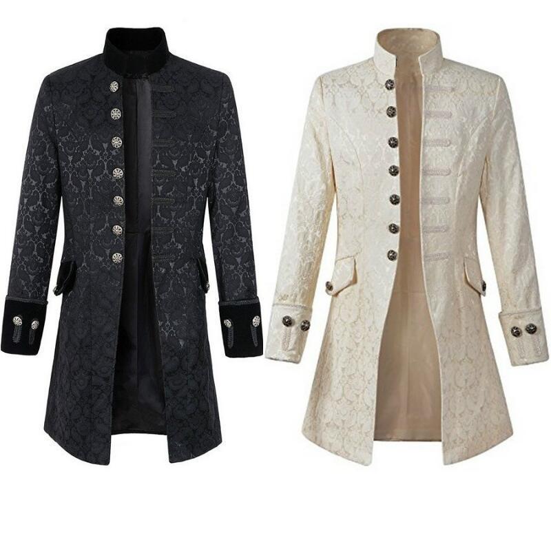 Men's Steampunk Medieval Jacket Pirate Viking Renaissance Costume Formal Tailcoat Gothic Victorian Halloween Tuxedo Coats