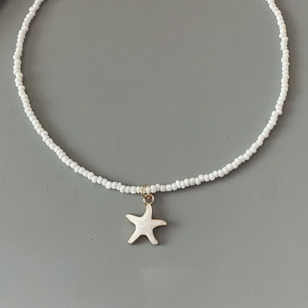 Starfish Spring Summer Necklace Short Neck Choker Chain Cute Pendant Necklace  for Women Girls