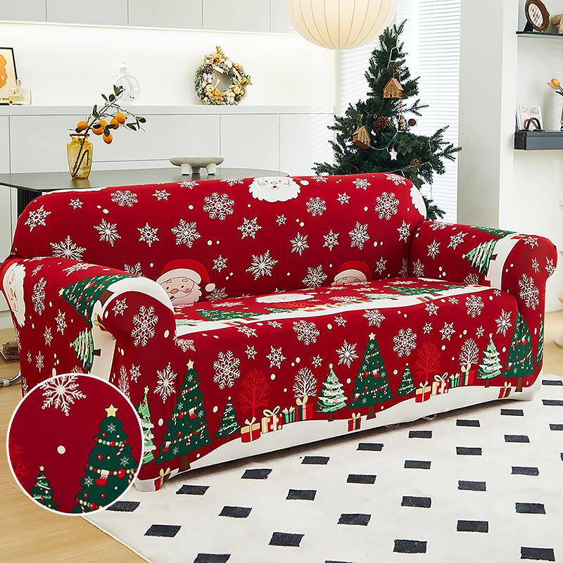 Christmas Sofa Slipcovers Stretch Sofa Cover for Living Room Kids Pets All Inclusive Couch Cover Non Slip Furniture Protector