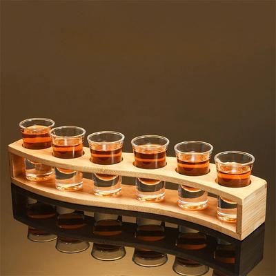 Shot Glasses 6pcs Shot Glass Set 1oz/30ml Shot Glass Holder Heavy Base for Whisky Tequila 6 Shot Glass Serving Tray (6pcs)