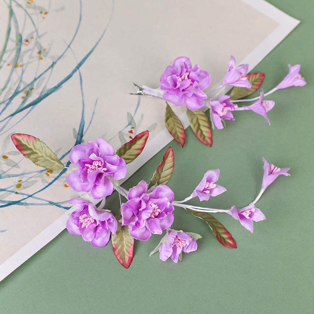 Flower Hair Clips Forks Chinese Hanfu Hair Accessories for Women Hairpin Fork Handmade Vintage Wedding Hair Jewelry Retro Crowns for Girl and Women
