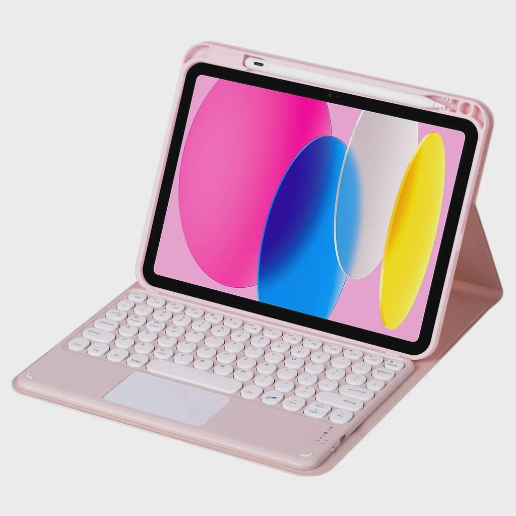 iPad 10.2 Keyboard Cover with Pro11 Round Keycaps, Air5 Pen Slot, and Touch Keyboard