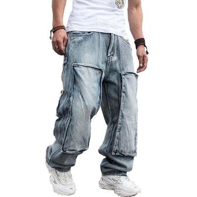 Men's Large Size Hip Hop Jeans Men's Mid Waist Straight Jeans