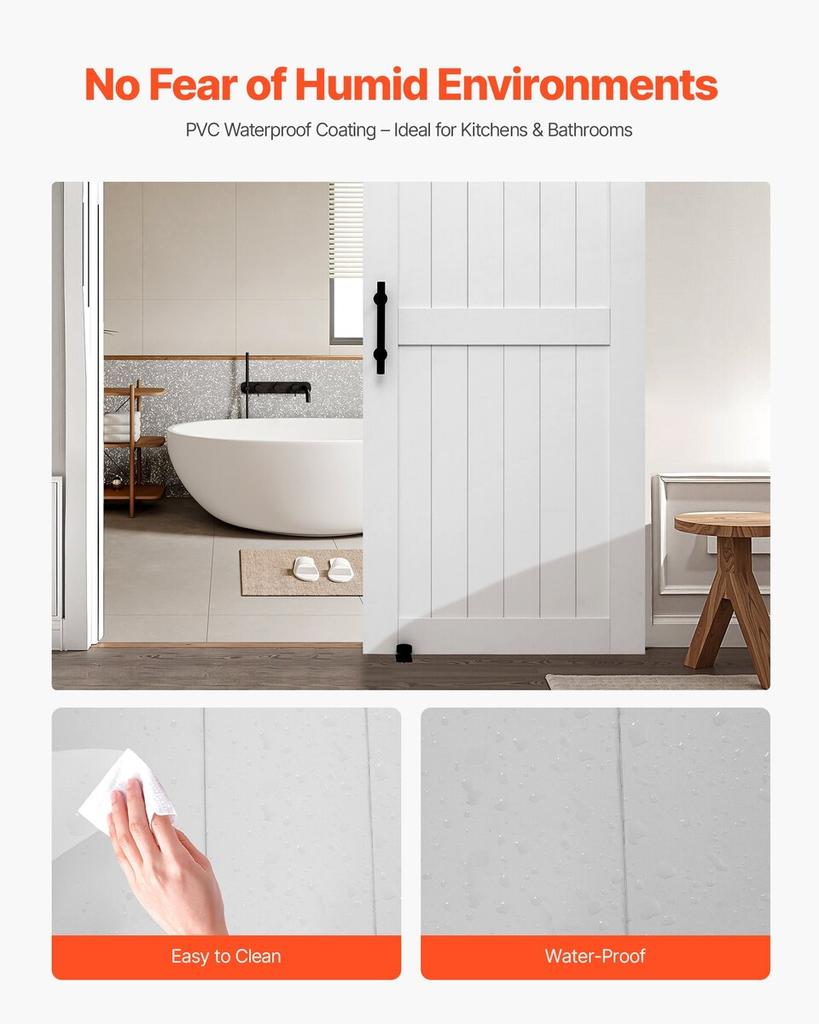 Sliding Barn Door with Hardware Kit 914 X 2134mm MDF Panel PVC Surface
