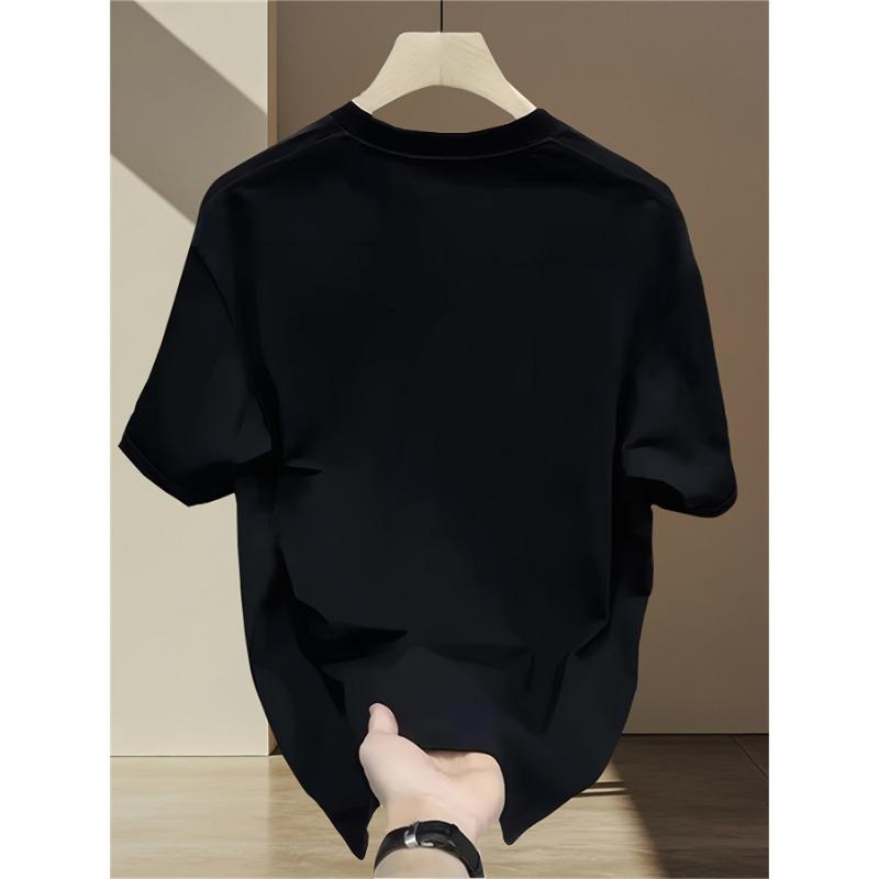 European Size Fashion Brand Printed Short-sleeved T-shirt for Men In Summer Heavy Pure Cotton Korean-style Japanese-style Printed Versatile Tops