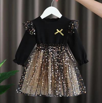 Spring Autumn Long Sleeve Princess Dress Baby Girl Dress Summer Children Girls Cotton Polka Dot Sleeveless Puffy Dress Mesh