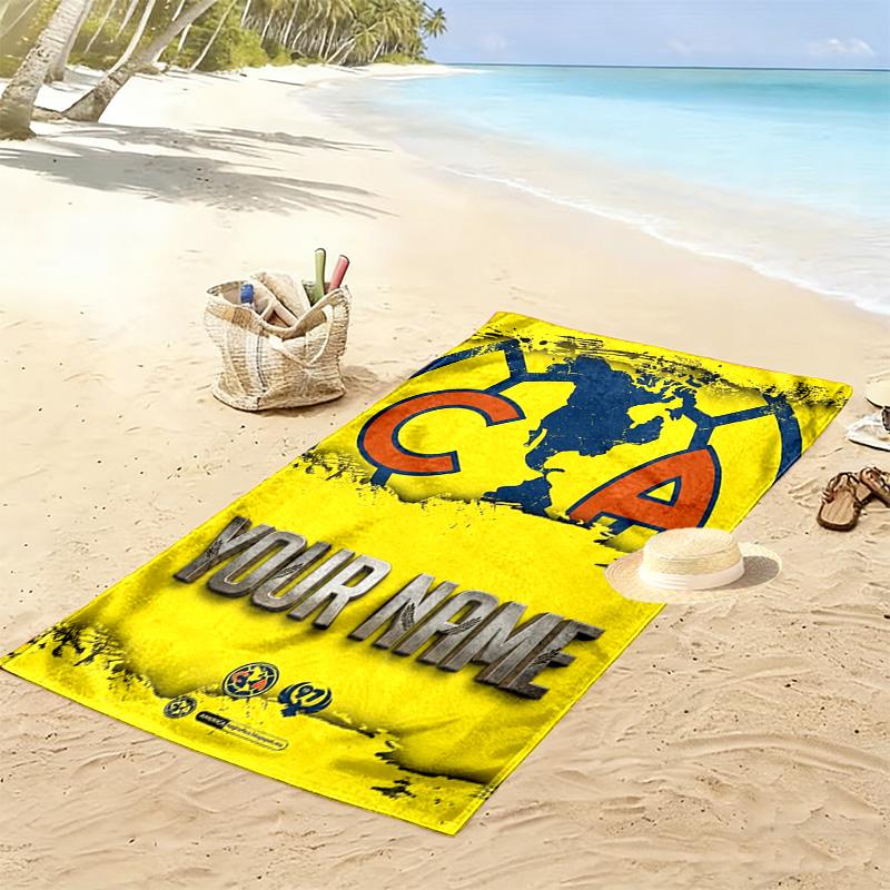Name Custom Club America Print Beach Towel, Large Soft Quick Dry Towel for Beach Camping Swimming