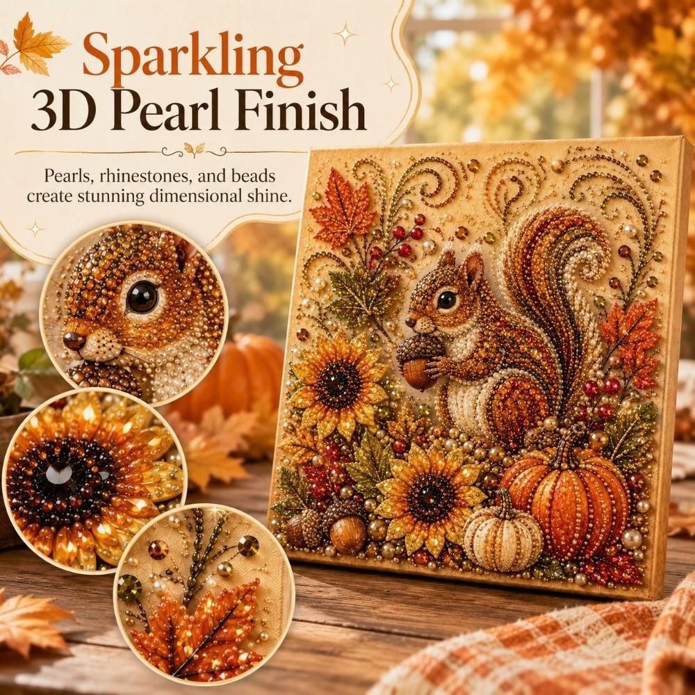 1 Set Autumn Theme Pearl Painting Kit Diamond Dot Picture Pearl Art Kit  Thanksgiving Gift