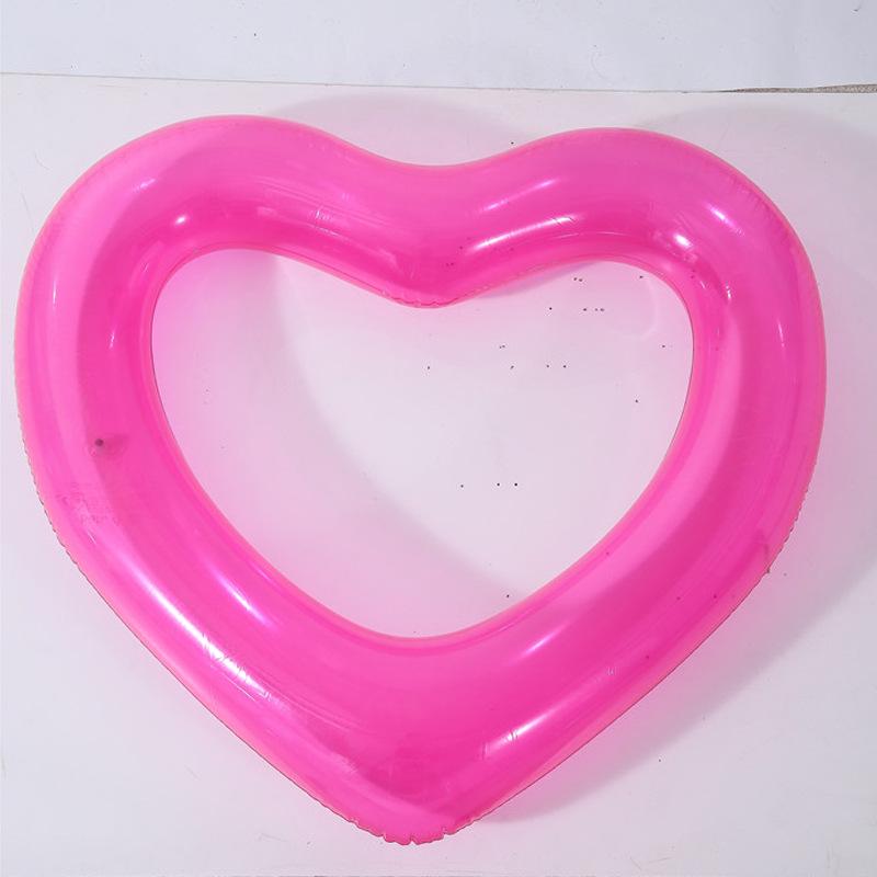 Thick Transparent Glitter Heart-Shaped Inflatable Pool Float for Adults