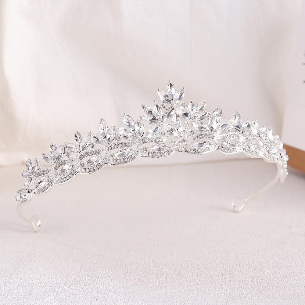 Простая свадебная корона в корейском стиле из сплава со стразами — фото 5