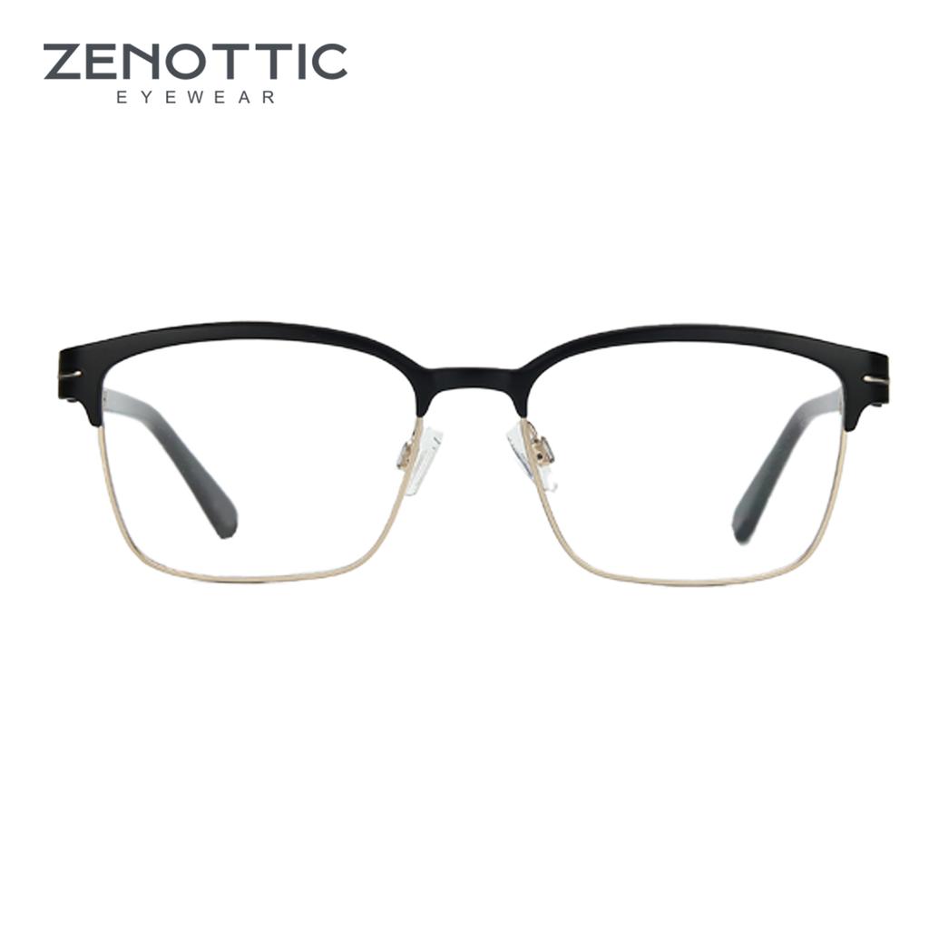 ZENOTTIC Square Prescription Glasses Men Optical  Myopia Progressive Eyeglasses Half Frame Anti Blue Light Photochromic Eyewear