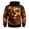 Men's Bloody Red Eyes Skull Dead Tree Full Print Hoodie Halloween Gothic Long Sleeve Pullover Sweatshirt For Cosplay Party