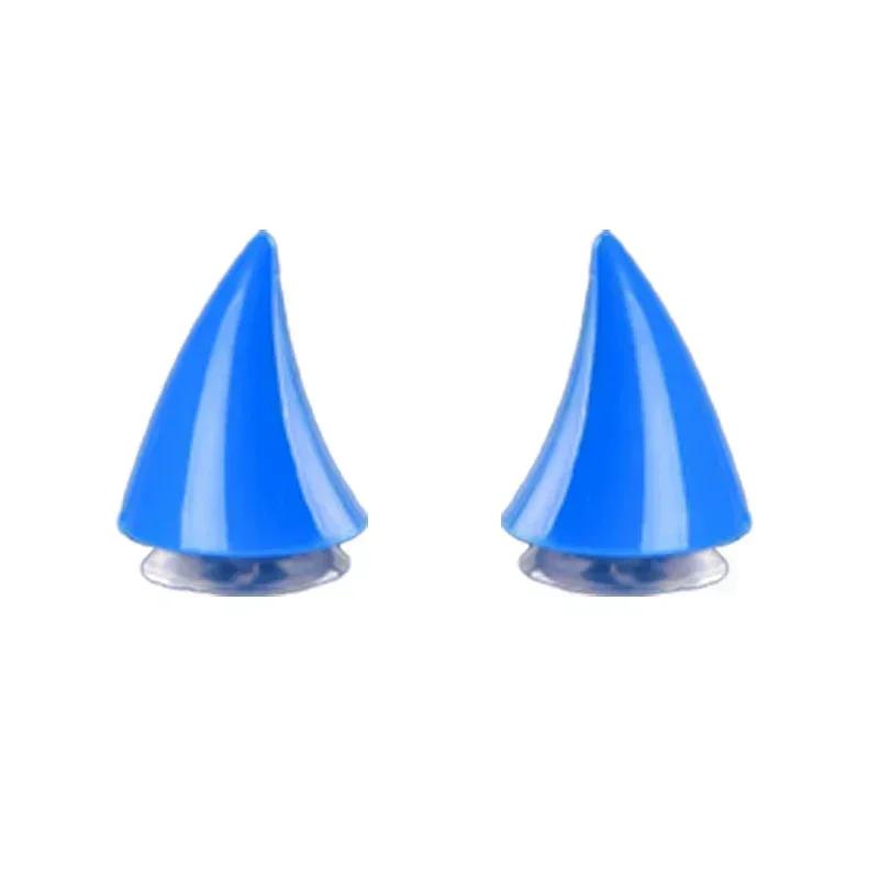 2-1pcs Short Devil Horns Helmet Decorative Sticker Motorcycle Bike Helmet Shape DIY Rubber Decorative Headgear Accessories