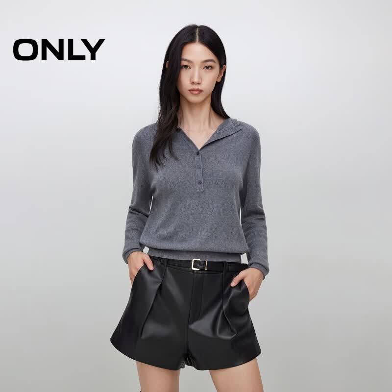 ONLY Women s Hooded Half-Zip Knit Sweater M