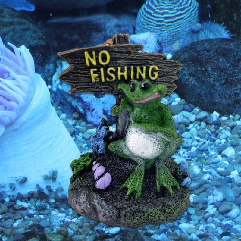 Fishtanks Decoration Resin Frogs Sign Figurine Shelter Cave Decorative Statue Fishtanks Fish Shelter Landscaping Hideouts