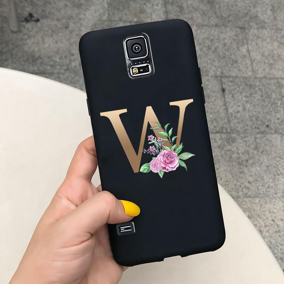 For Samsung Galaxy S5 I9600 Phone Case Flower Initial Alphabet Case For Samsung S5 Neo S 5 G900 G903F SM-G900F Soft Silicon Case