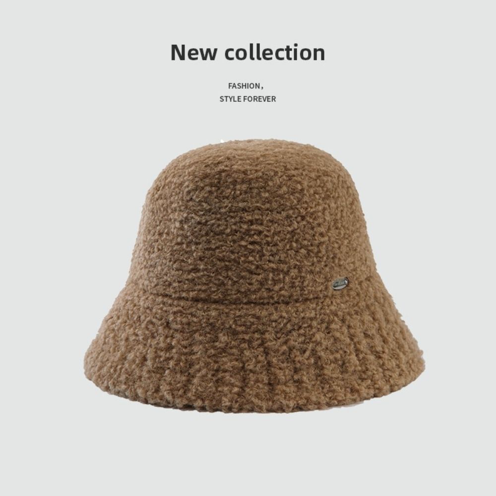 Keep Warm Women's Bucket Hat Retro Vintage Warm Basin Hat Plush Fisherman Caps  Female Lady