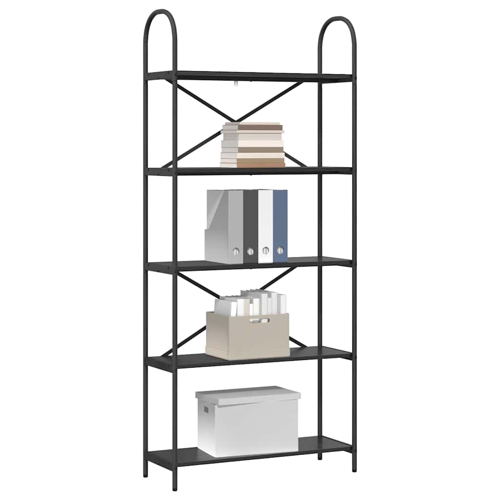 Bookshelf Black Oak Look 80 x 30 x 183 cm Engineered Wood