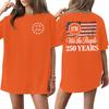 Women's Casual Crew Neck Short Sleeve T-Shirt Loose Fit Graphic Print 250th Anniversary Commemorative Top