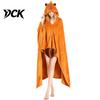 Langarm-Plüschdecke Tier-Tragbarer Hoodie für Damen, Übergroßes Flanell-Sweatshirt Weiche Loungewear-Decke, Knopfleiste Cosplay-Umhang Nachtwäsche