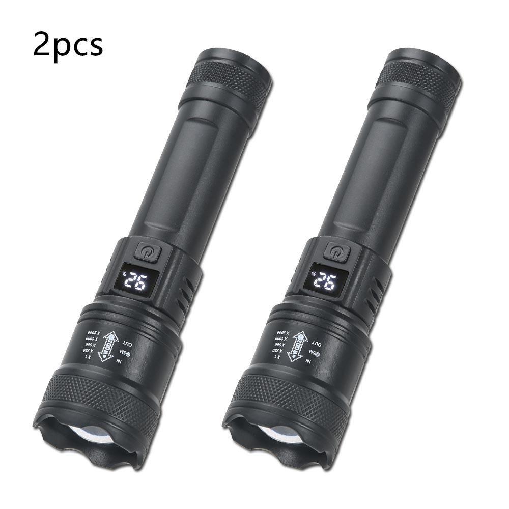 KDULIT LED Flashlight USB Rechargeable Torch with Display Zoomable Light with Battery Camping Hiking Lantern Emergency Lamp