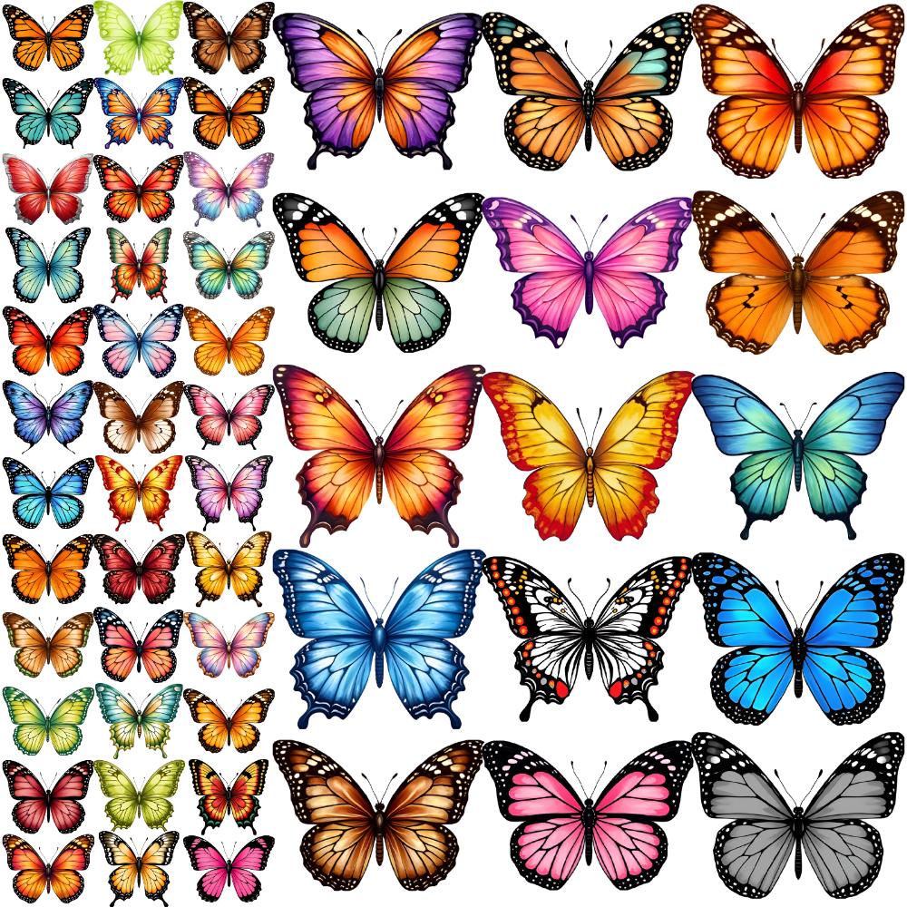 63pcs Temporary Tattoo Colorful Butterfly Stickers For Back Shoulders Adult