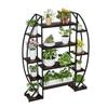 Heavy Metal Plant Stand Half-Moon Shaped Flower Pot Rack Industrial Bookcase Indoor Outdoor