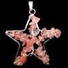 Star Pendant In Chips of Cherry Quartz Beads + Chain