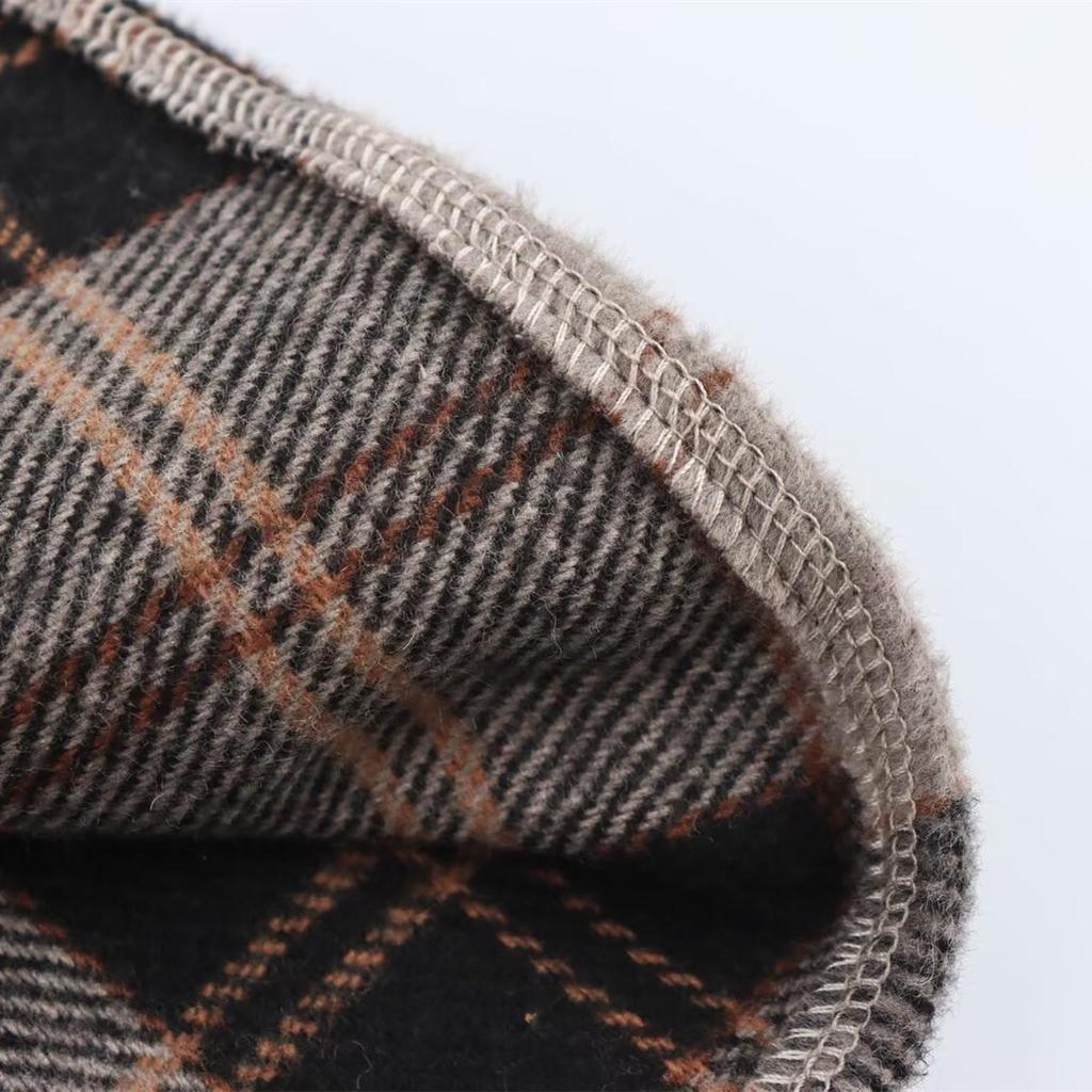 2025 Spring Women's Casual Color Block Plaid High Neck Cape Coat